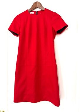Judith & Charles Red Wool Blend Structured Short Sleeve Shift Mini Dress Size 0